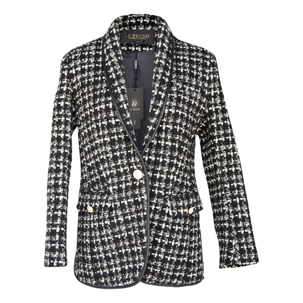 Black & White Tweed Checkers Blazer – Tweed Blazer, Checkered Jacket