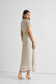 Maxi Wrap Dress in Blue Florals
