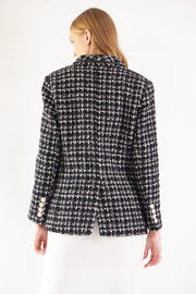 Black & White Tweed Checkers Blazer – Tweed Blazer, Checkered Jacket