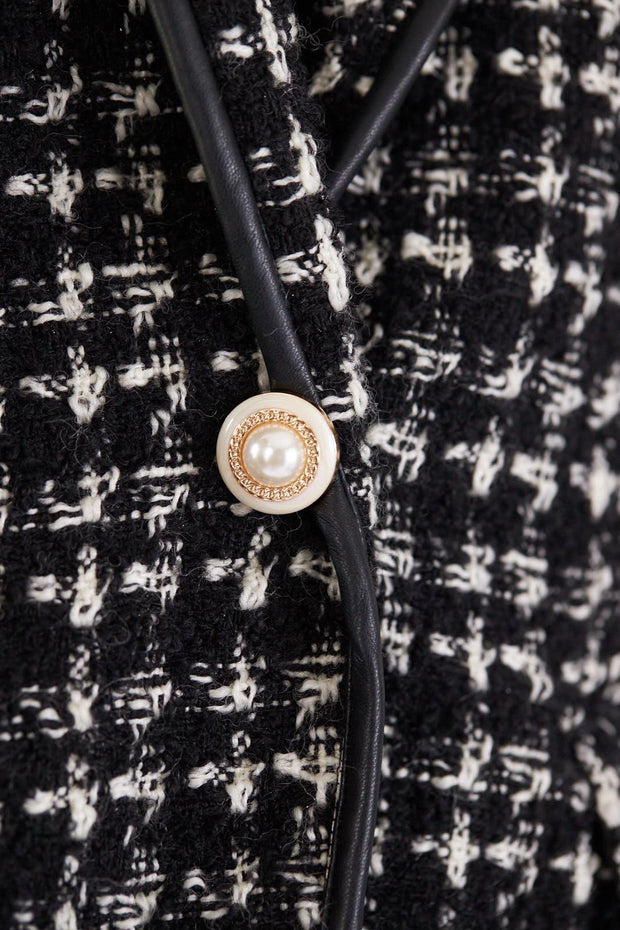 Black & White Tweed Checkers Blazer – Tweed Blazer, Checkered Jacket