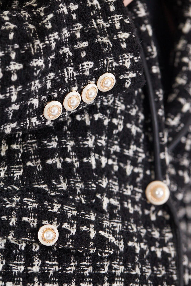 Black & White Tweed Checkers Blazer – Tweed Blazer, Checkered Jacket
