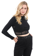 Heather Long Sleeve Crop Top