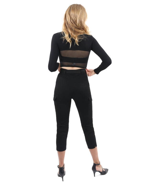 Heather Long Sleeve Crop Top