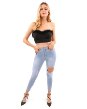 Pamela Fur Detail Crop Top